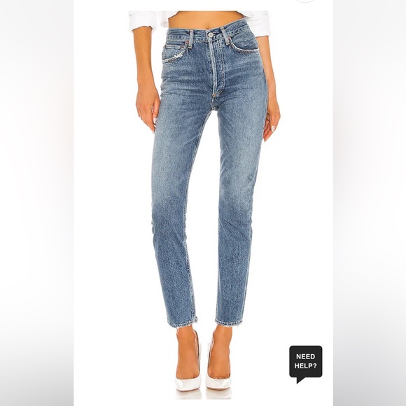 AGOLDE Riley High Rise Straight Crop in Frequency Jeans Size 25 - Picture 2 of 10